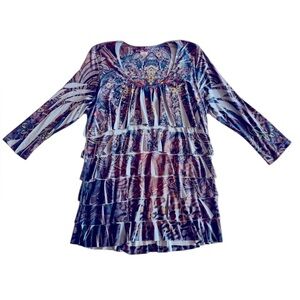 Y2K Vintage Reina Boho Tunic –‎ Layered Festival Top – Size Medium